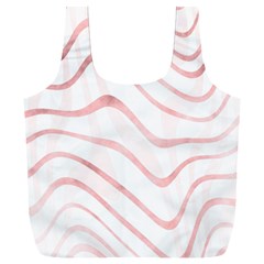 Pink Abstract Stripes On White Full Print Recycle Bag (xxl) by SpinnyChairDesigns