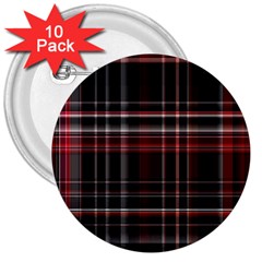 Red Black White Plaid Stripes 3  Buttons (10 Pack)  by SpinnyChairDesigns