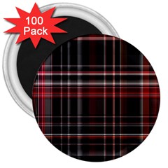 Red Black White Plaid Stripes 3  Magnets (100 Pack) by SpinnyChairDesigns