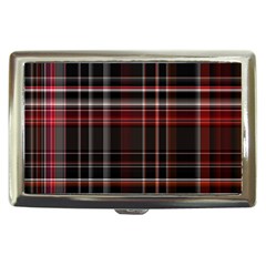 Red Black White Plaid Stripes Cigarette Money Case by SpinnyChairDesigns