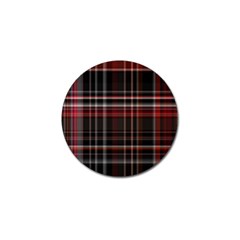 Red Black White Plaid Stripes Golf Ball Marker by SpinnyChairDesigns