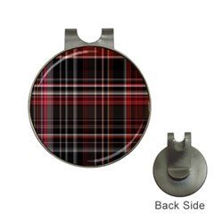 Red Black White Plaid Stripes Hat Clips With Golf Markers by SpinnyChairDesigns