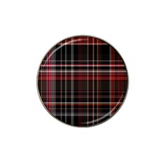 Red Black White Plaid Stripes Hat Clip Ball Marker by SpinnyChairDesigns