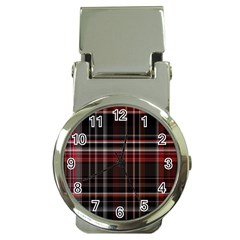 Red Black White Plaid Stripes Money Clip Watches by SpinnyChairDesigns