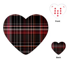 Red Black White Plaid Stripes Playing Cards Single Design (heart) by SpinnyChairDesigns