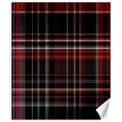 Red Black White Plaid Stripes Canvas 8  X 10  by SpinnyChairDesigns