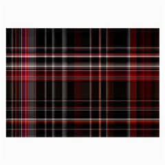 Red Black White Plaid Stripes Large Glasses Cloth (2 Sides) by SpinnyChairDesigns