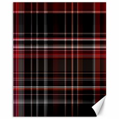 Red Black White Plaid Stripes Canvas 11  X 14  by SpinnyChairDesigns