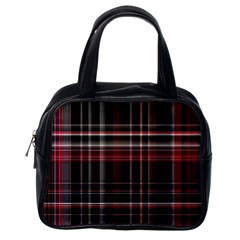 Red Black White Plaid Stripes Classic Handbag (one Side) by SpinnyChairDesigns