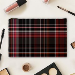 Red Black White Plaid Stripes Cosmetic Bag (large) by SpinnyChairDesigns