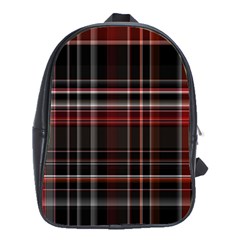 Red Black White Plaid Stripes School Bag (large) by SpinnyChairDesigns