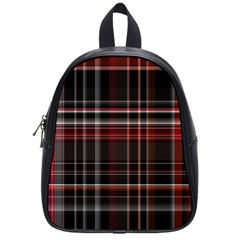 Red Black White Plaid Stripes School Bag (small) by SpinnyChairDesigns