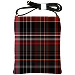 Red Black White Plaid Stripes Shoulder Sling Bag Front