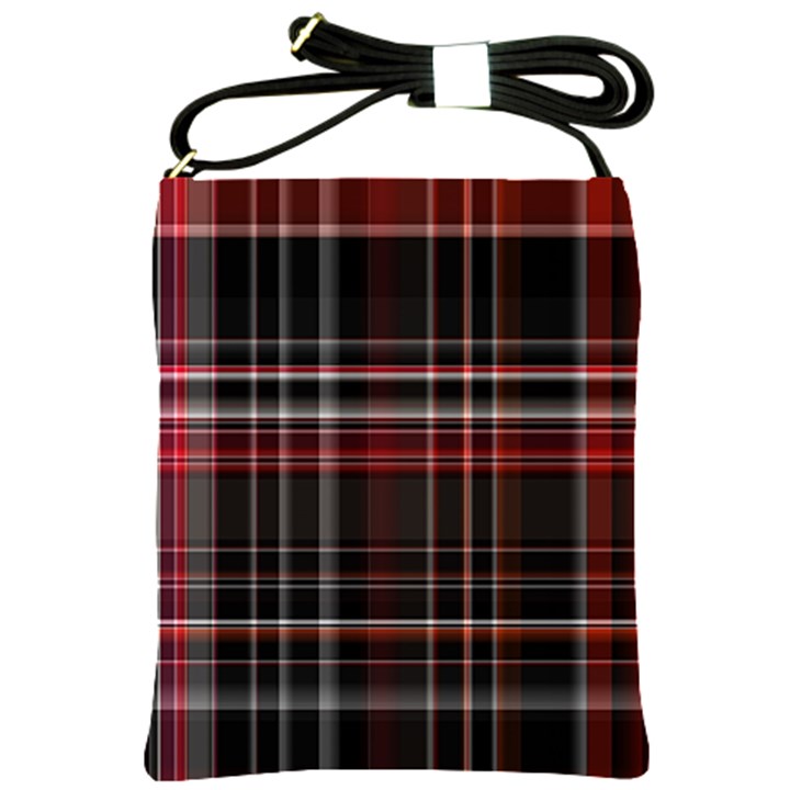 Red Black White Plaid Stripes Shoulder Sling Bag