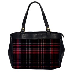 Red Black White Plaid Stripes Oversize Office Handbag by SpinnyChairDesigns