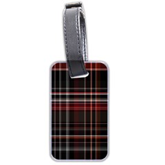 Red Black White Plaid Stripes Luggage Tag (two Sides) by SpinnyChairDesigns