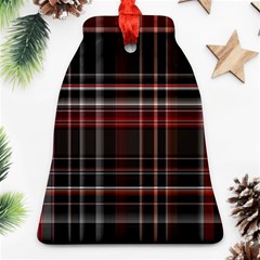 Red Black White Plaid Stripes Bell Ornament (two Sides) by SpinnyChairDesigns