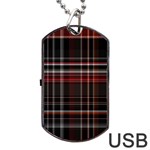 Red Black White Plaid Stripes Dog Tag USB Flash (One Side) Front