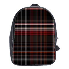 Red Black White Plaid Stripes School Bag (xl) by SpinnyChairDesigns