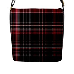 Red Black White Plaid Stripes Flap Closure Messenger Bag (l) by SpinnyChairDesigns