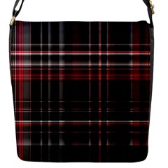 Red Black White Plaid Stripes Flap Closure Messenger Bag (s) by SpinnyChairDesigns