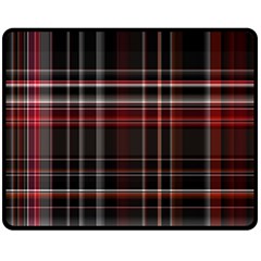 Red Black White Plaid Stripes Double Sided Fleece Blanket (medium)  by SpinnyChairDesigns