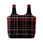 Red Black White Plaid Stripes Full Print Recycle Bag (M) Front