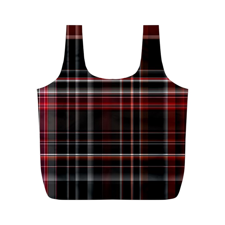 Red Black White Plaid Stripes Full Print Recycle Bag (M)