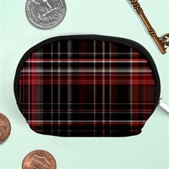 Red Black White Plaid Stripes Accessory Pouch (medium) by SpinnyChairDesigns