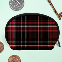 Red Black White Plaid Stripes Accessory Pouch (large) by SpinnyChairDesigns