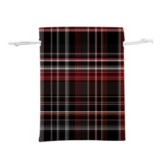 Red Black White Plaid Stripes Lightweight Drawstring Pouch (l) by SpinnyChairDesigns