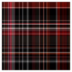 Red Black White Plaid Stripes Long Sheer Chiffon Scarf 