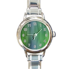 Green Blue Gradient Batik Round Italian Charm Watch by SpinnyChairDesigns