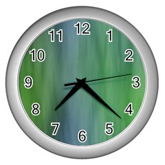 Green Blue Gradient Batik Wall Clock (silver) by SpinnyChairDesigns