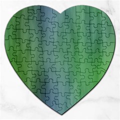 Green Blue Gradient Batik Jigsaw Puzzle (heart) by SpinnyChairDesigns