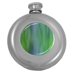 Green Blue Gradient Batik Round Hip Flask (5 Oz) by SpinnyChairDesigns