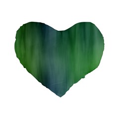 Green Blue Gradient Batik Standard 16  Premium Heart Shape Cushions by SpinnyChairDesigns