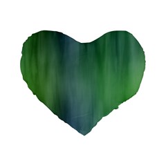 Green Blue Gradient Batik Standard 16  Premium Flano Heart Shape Cushions by SpinnyChairDesigns