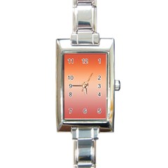 Vermilion Coral Sunset Gradient Ombre Rectangle Italian Charm Watch by SpinnyChairDesigns