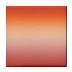 Vermilion Coral Sunset Gradient Ombre Tile Coaster by SpinnyChairDesigns