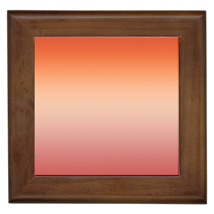 Vermilion Coral Sunset Gradient Ombre Framed Tile