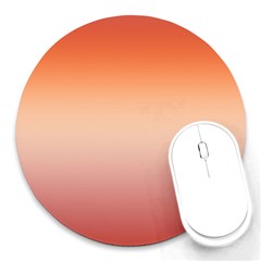 Vermilion Coral Sunset Gradient Ombre Round Mousepads by SpinnyChairDesigns