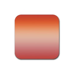 Vermilion Coral Sunset Gradient Ombre Rubber Coaster (square)  by SpinnyChairDesigns