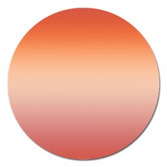 Vermilion Coral Sunset Gradient Ombre Magnet 5  (round) by SpinnyChairDesigns