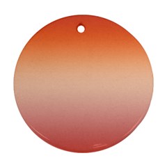 Vermilion Coral Sunset Gradient Ombre Round Ornament (two Sides) by SpinnyChairDesigns