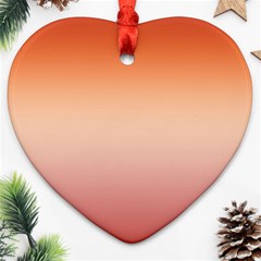 Vermilion Coral Sunset Gradient Ombre Heart Ornament (two Sides) by SpinnyChairDesigns