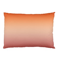 Vermilion Coral Sunset Gradient Ombre Pillow Case by SpinnyChairDesigns