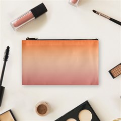 Vermilion Coral Sunset Gradient Ombre Cosmetic Bag (small) by SpinnyChairDesigns