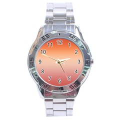 Vermilion Coral Sunset Gradient Ombre Stainless Steel Analogue Watch by SpinnyChairDesigns