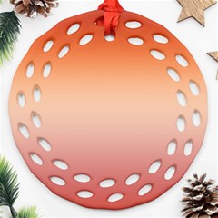 Vermilion Coral Sunset Gradient Ombre Ornament (round Filigree) by SpinnyChairDesigns